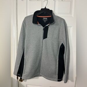 Izod Men's Zip-Up Sweater in Gray and Black